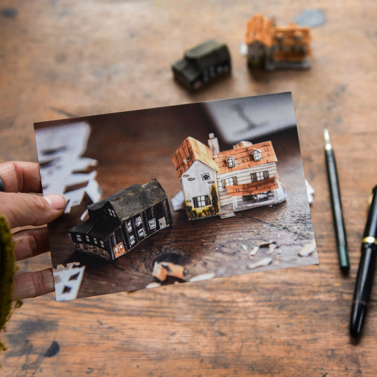 4 Postcards The Five Acre Wood Paper Buildings Peg and Awl