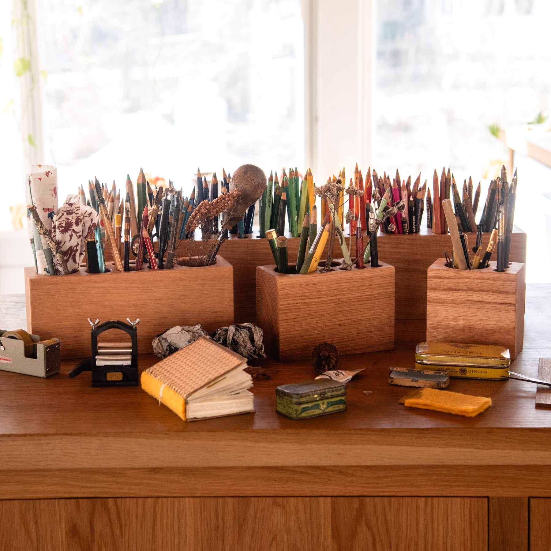 Desk Caddy Organizer in Oak