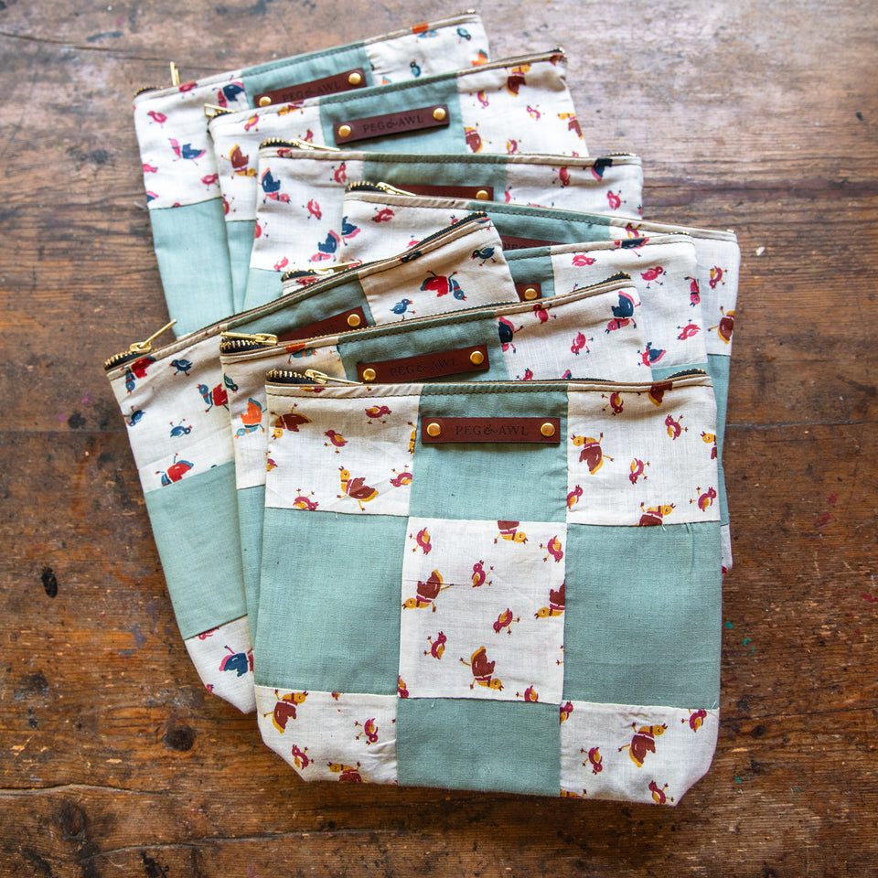 Custom Pouch with Early 1900s Quilt Block: Dorothy