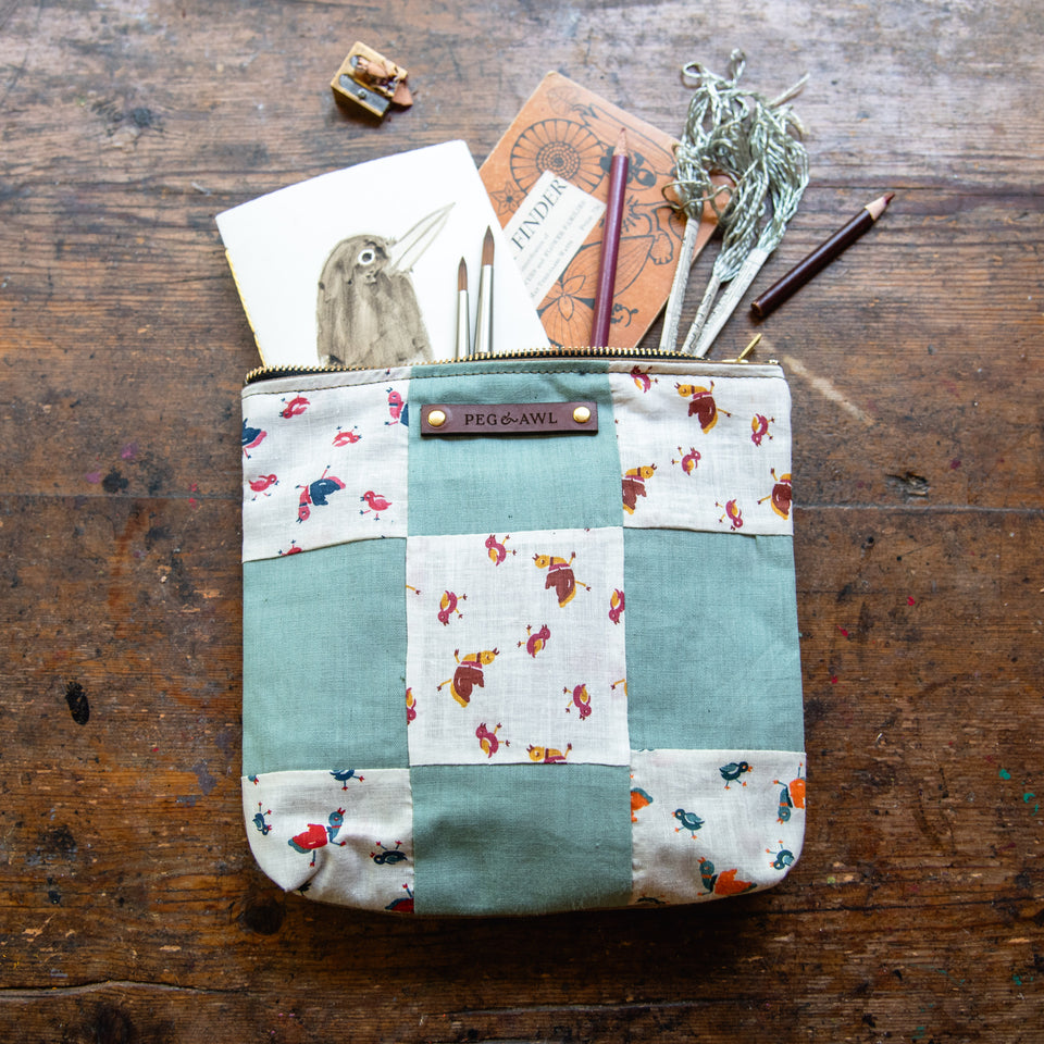 Custom Pouch with Early 1900s Quilt Block: Dorothy