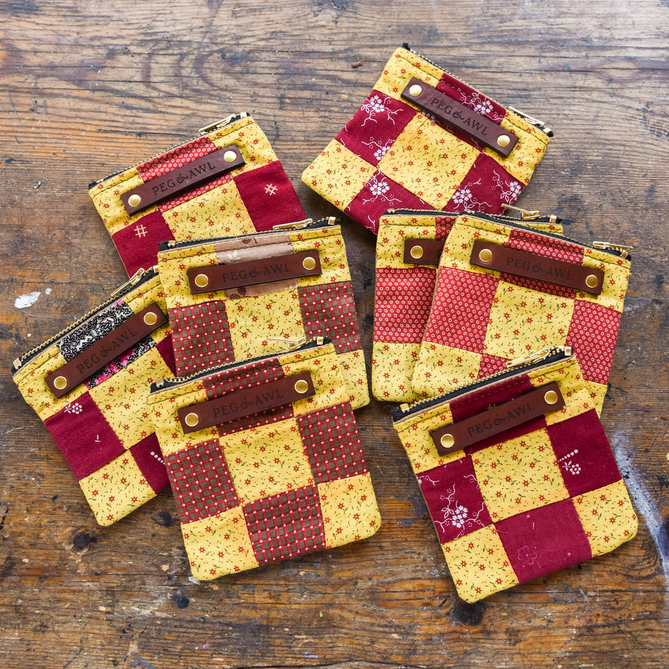 Custom Pouch with Antique Quilt Block: Nina