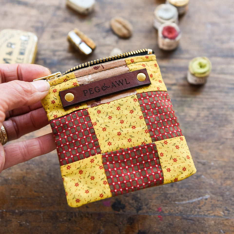Custom Pouch with Antique Quilt Block: Nina