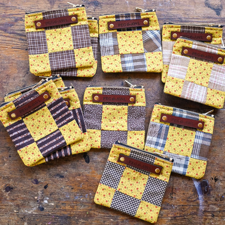 Custom Pouch with Antique Quilt Block: Norma