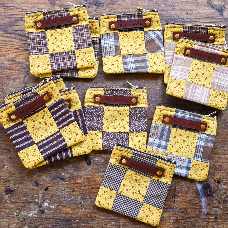 Custom Pouch with Antique Quilt Block: Norma