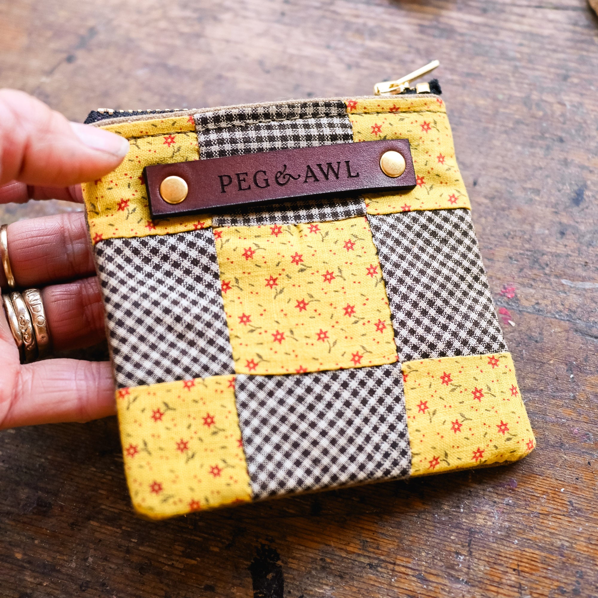 Custom Pouch with Antique Quilt Block: Norma