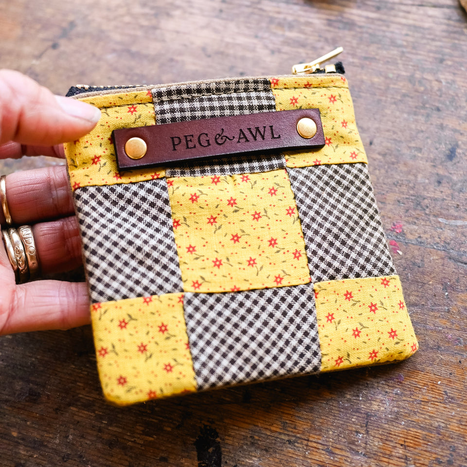 Custom Pouch with Antique Quilt Block: Norma