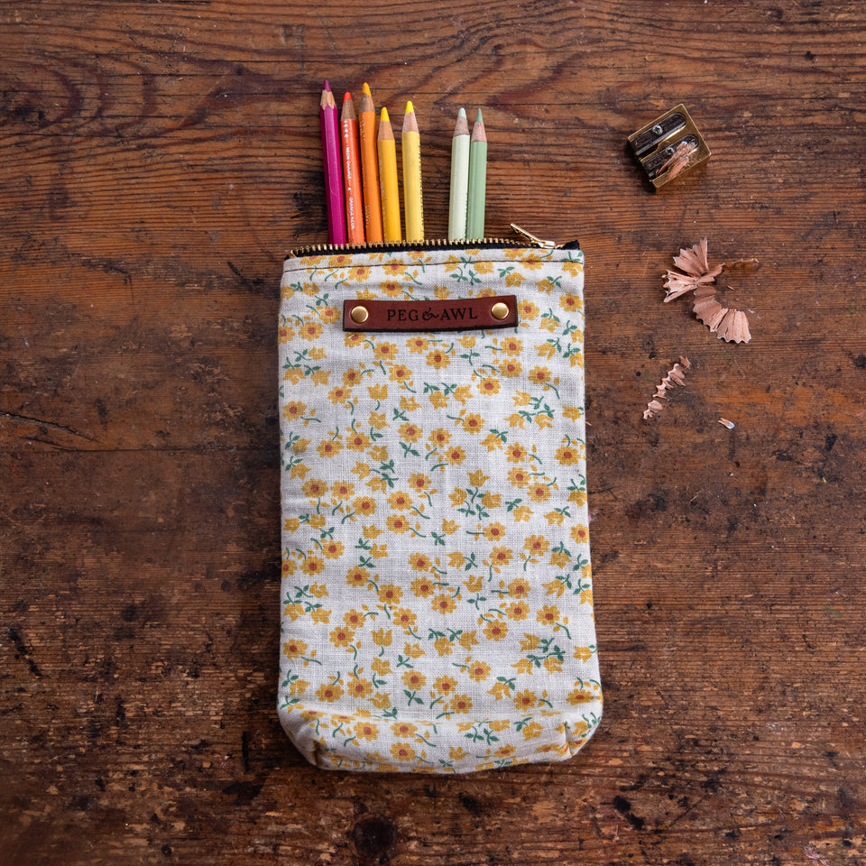 Scribbler Pouch with Mid-Century Cotton Floral: Camille