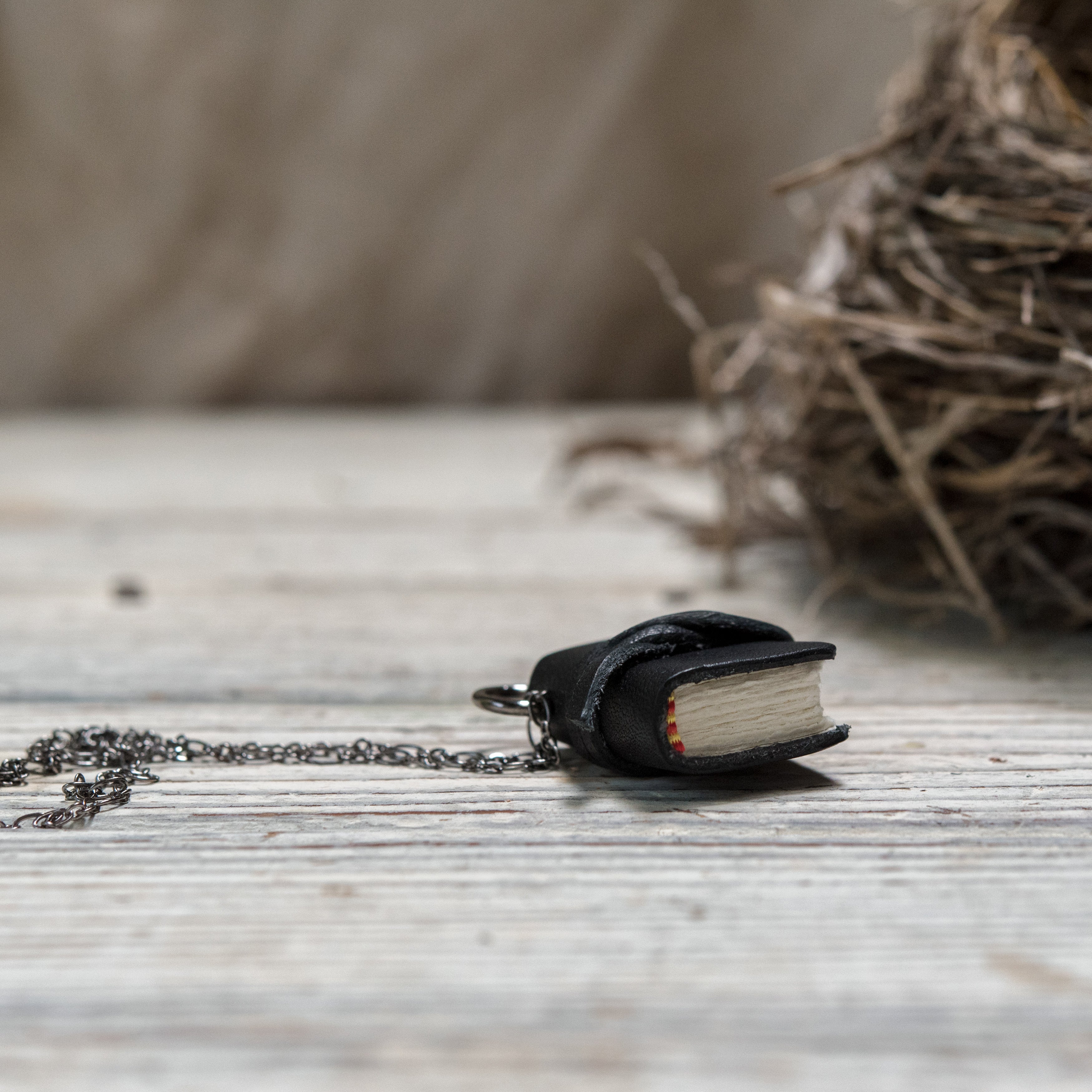 The Jackson Book Necklace (black) with Tie