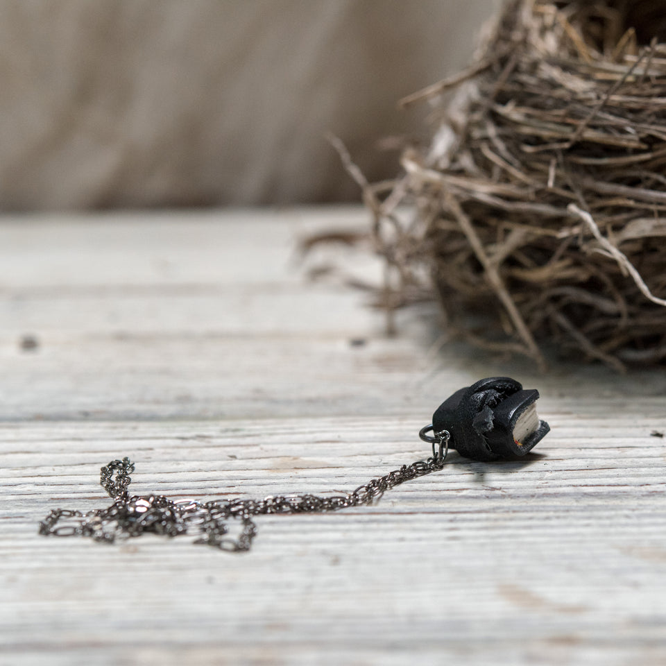 The Jackson Book Necklace (black) with Tie