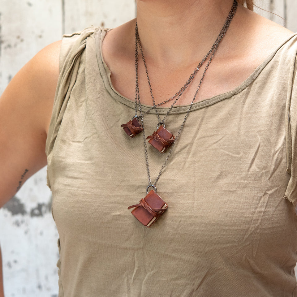 The Harper Book Necklace (brown) with Tie