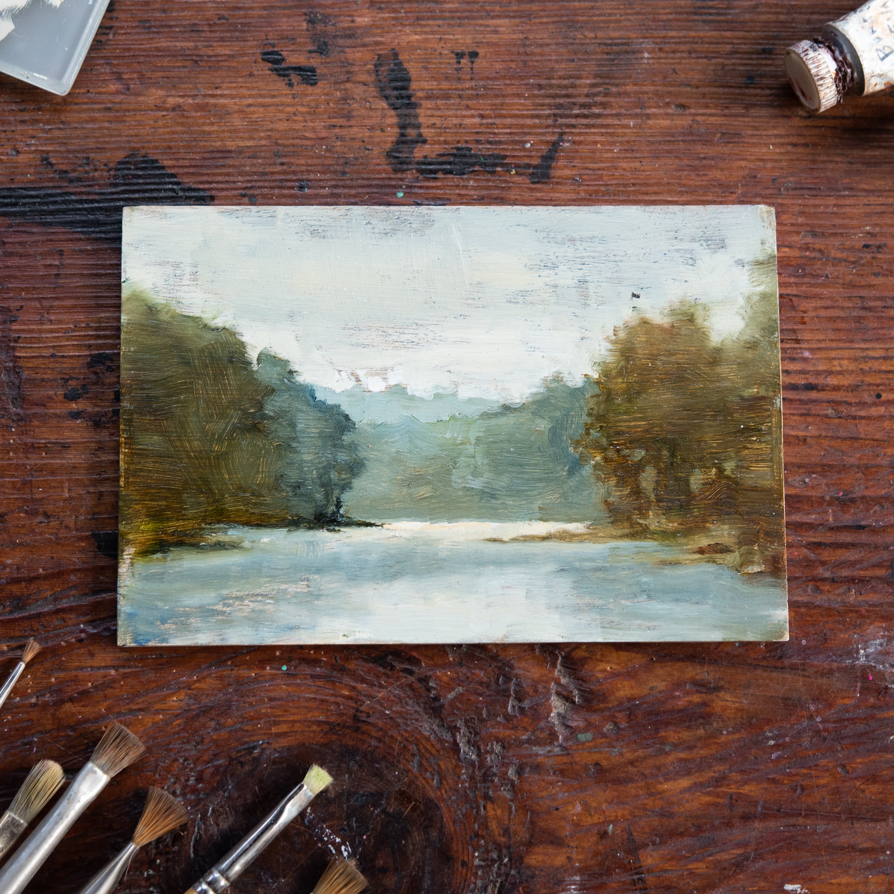 Original Plein Air Painting by Walter Kent: Delaware Water Gap No. 1, 2020