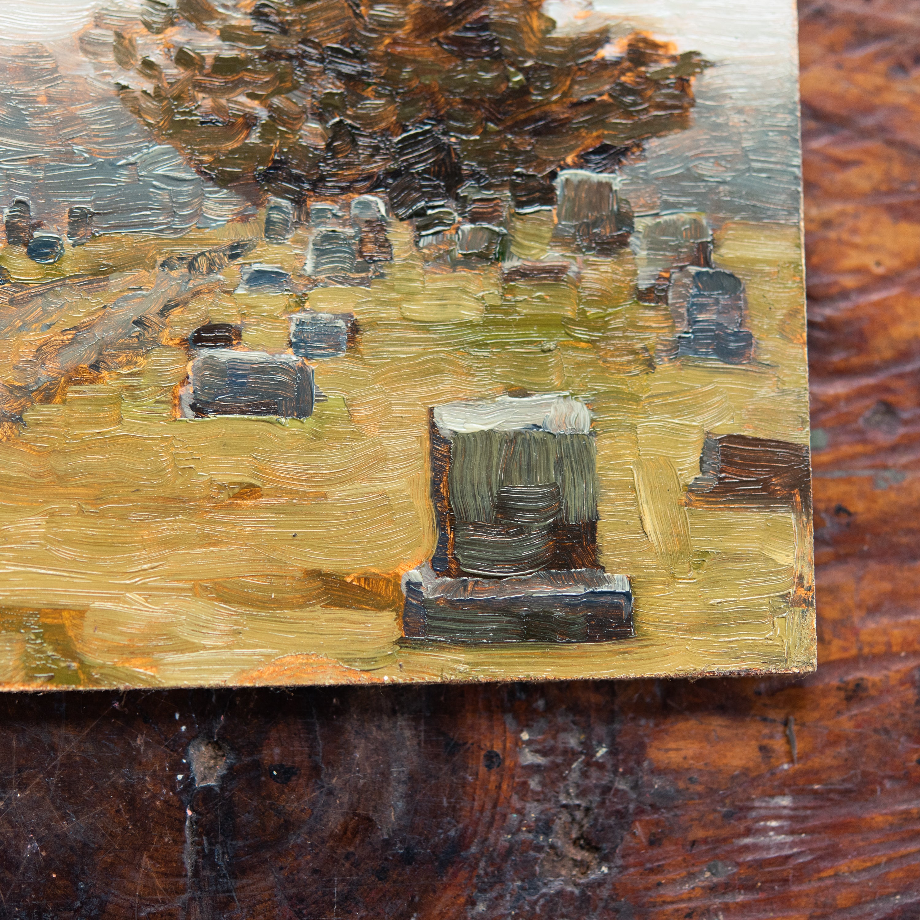 Original Plein Air Painting by Walter Kent: Grove Methodist Cemetery, 2020