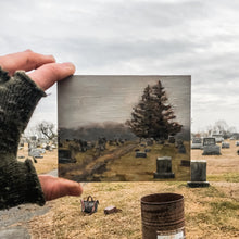 Original Plein Air Painting by Walter Kent: Grove Methodist Cemetery, 2020
