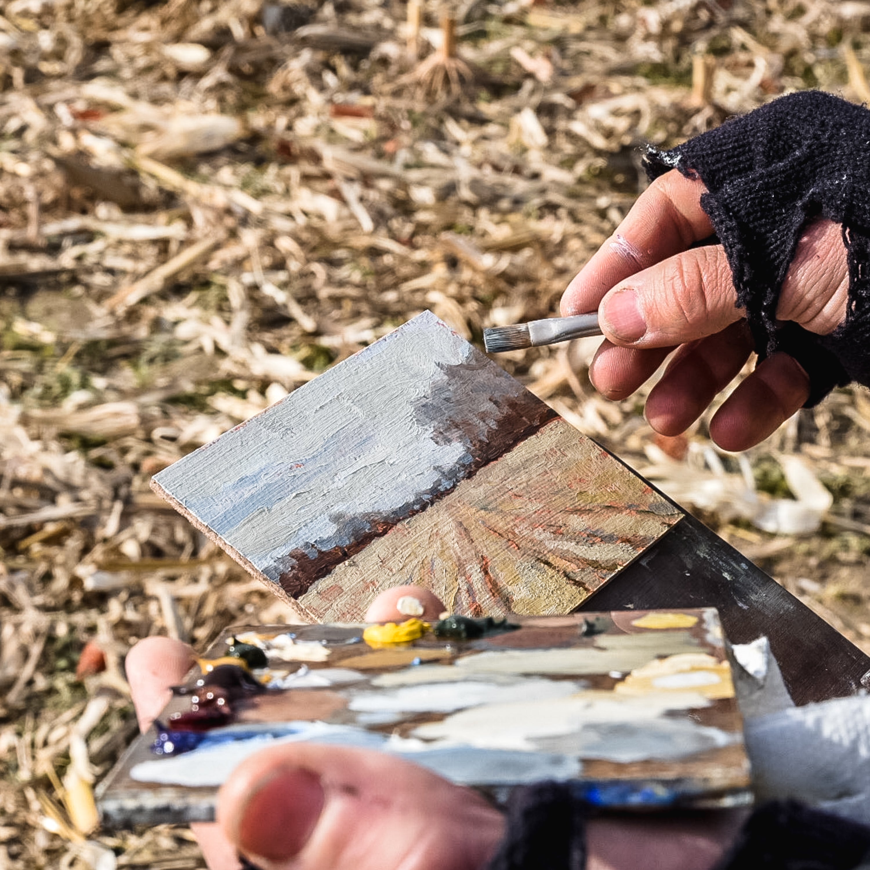 Original Plein Air Painting by Walter Kent: Petrified Wood Cornfield, 2019