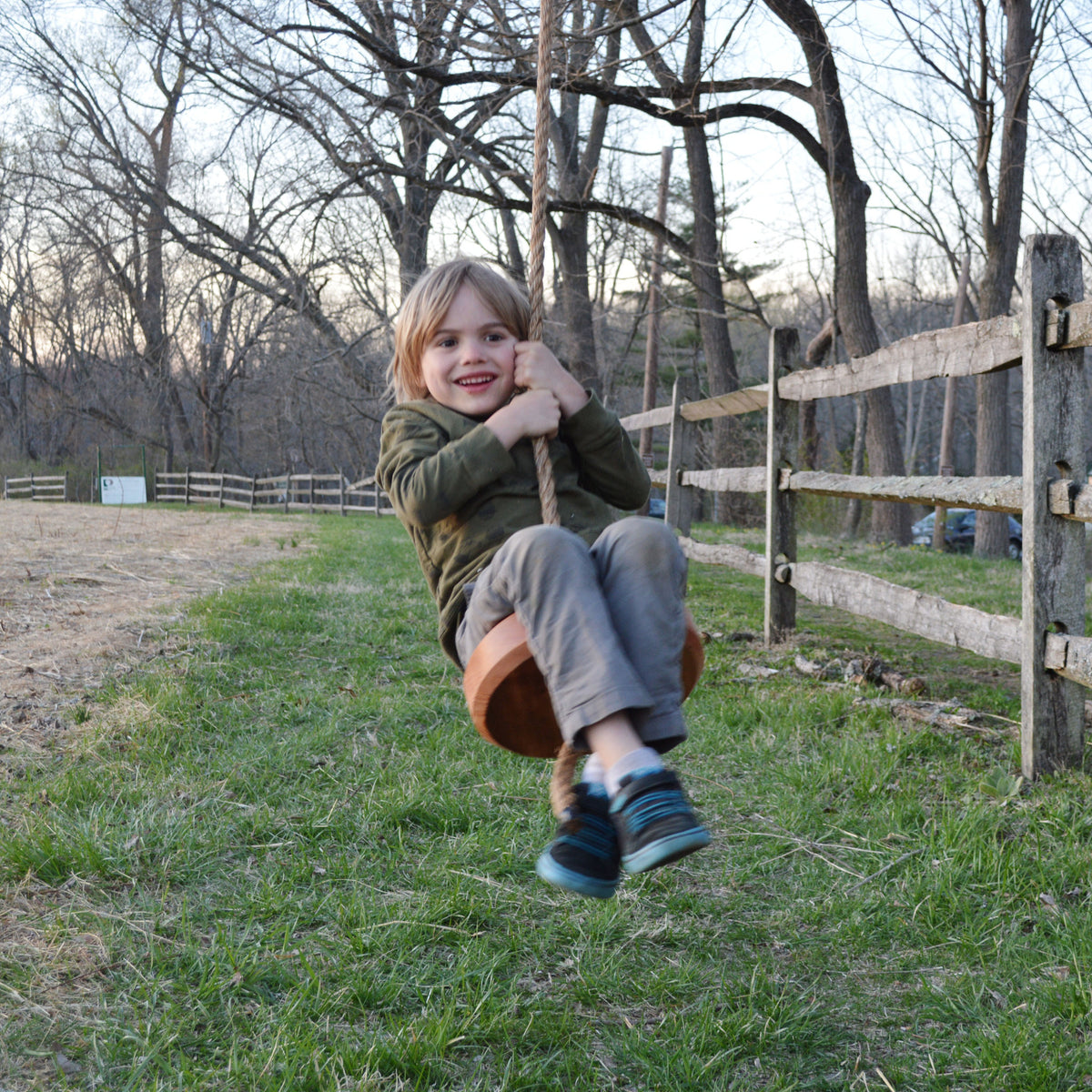 Olde-Fashioned Tree Swing  Wooden Outdoor Rope Swing – Peg and Awl