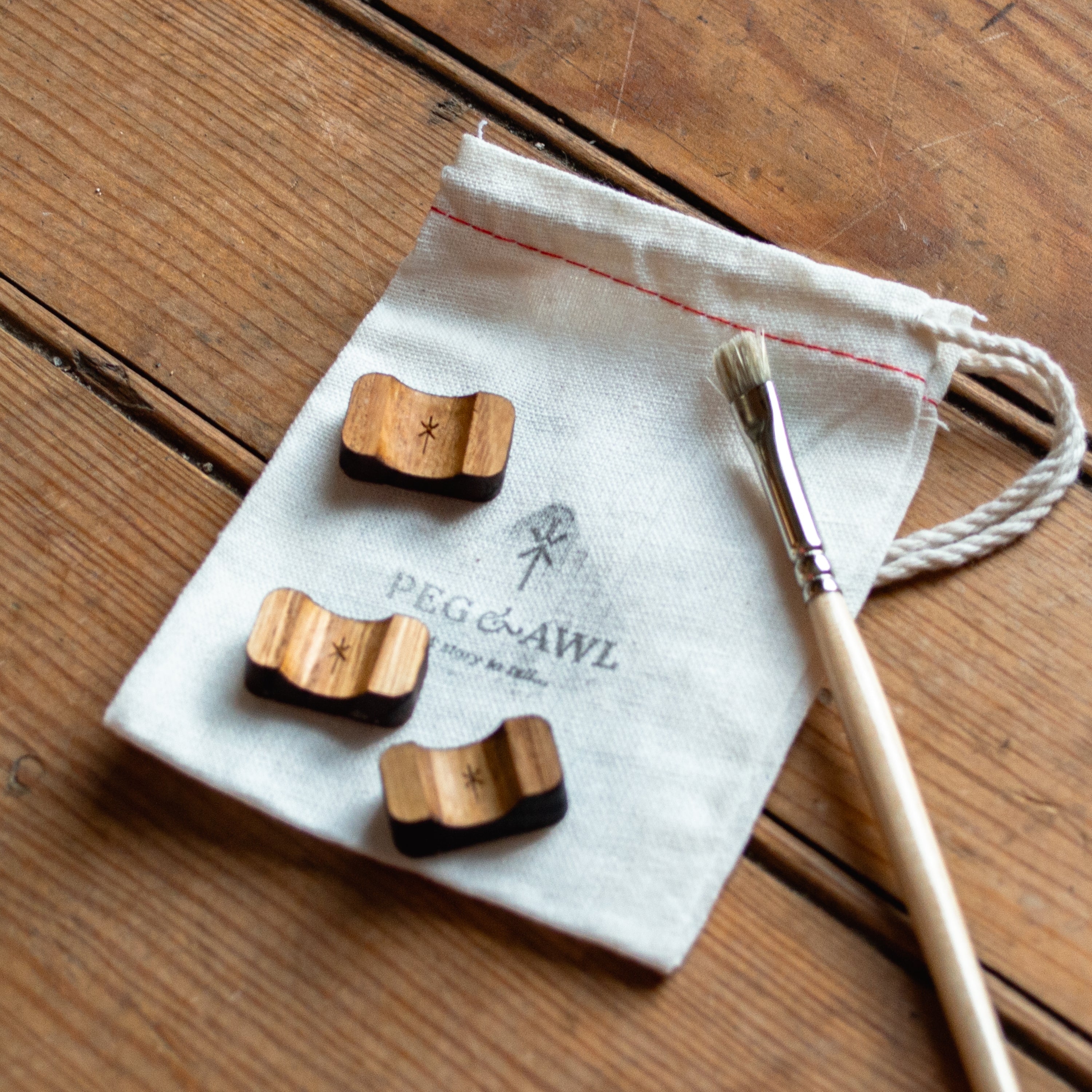 Brush Rest Trio made from Reclaimed American Chestnut