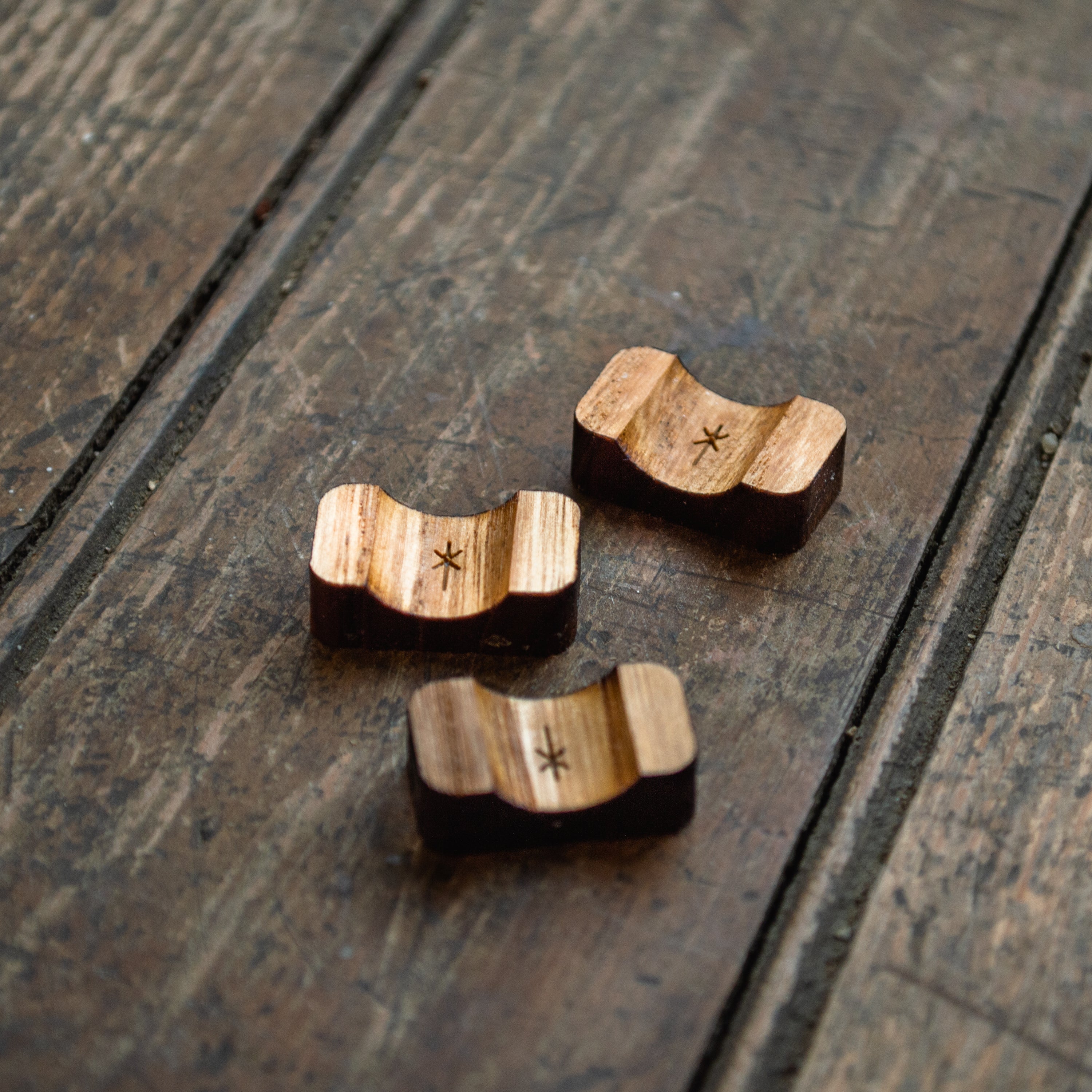 Brush Rest Trio made from Reclaimed American Chestnut