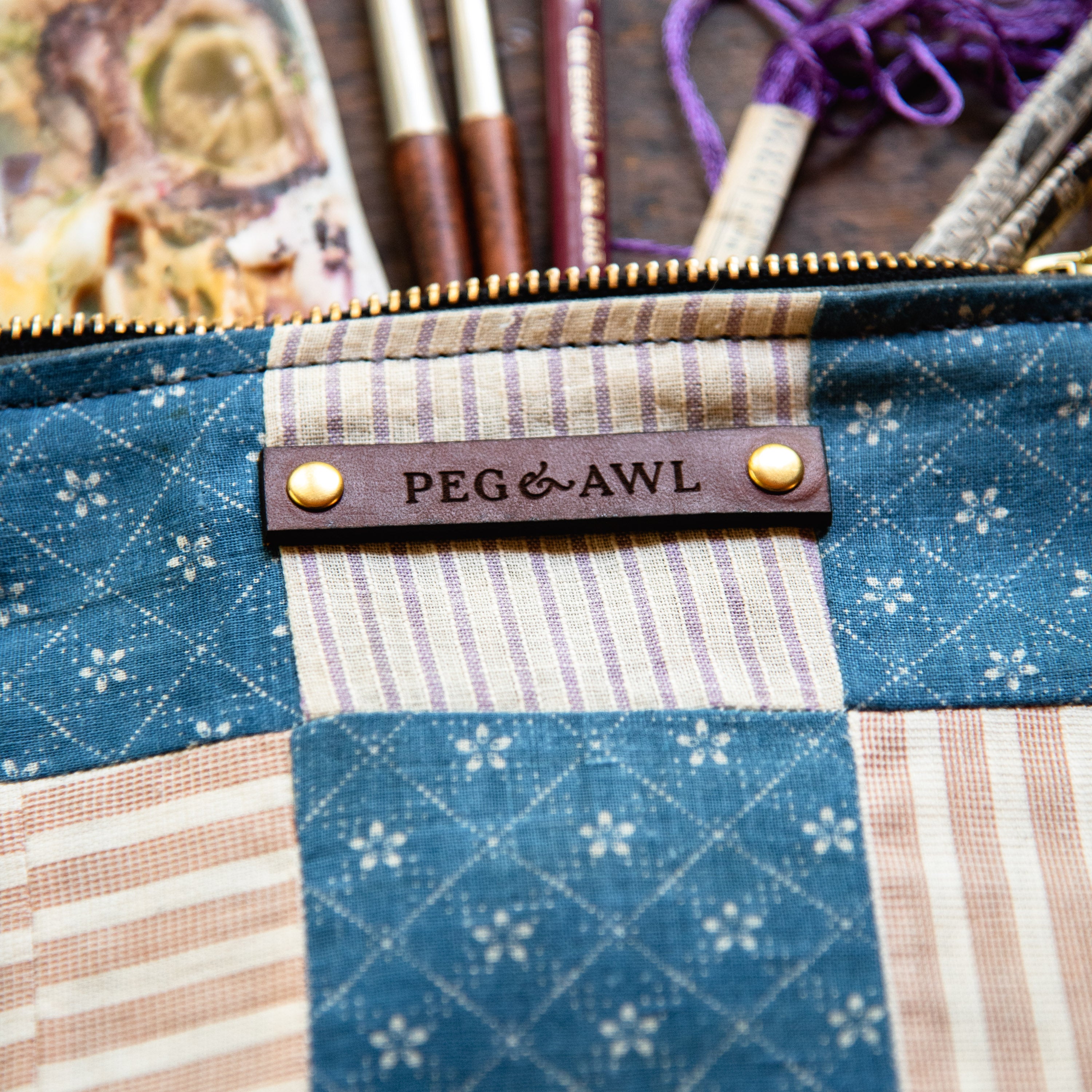 Custom Pouch with Early 1900s Quilt Block: Adelina