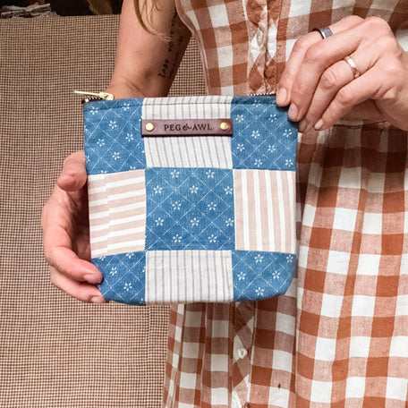 Custom Pouch with Early 1900s Quilt Block: Adelina
