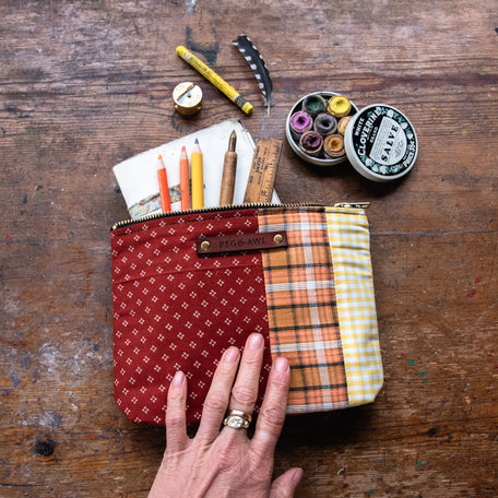 Keeper Pouch with Vintage Cotton Scrap: Ambrose