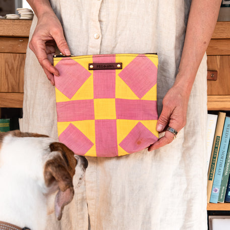 Custom Pouch with Antique Quilt Block: Arianne