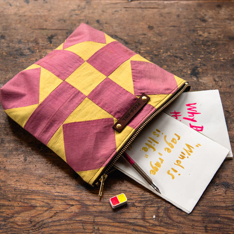 Custom Pouch with Antique Quilt Block: Arianne