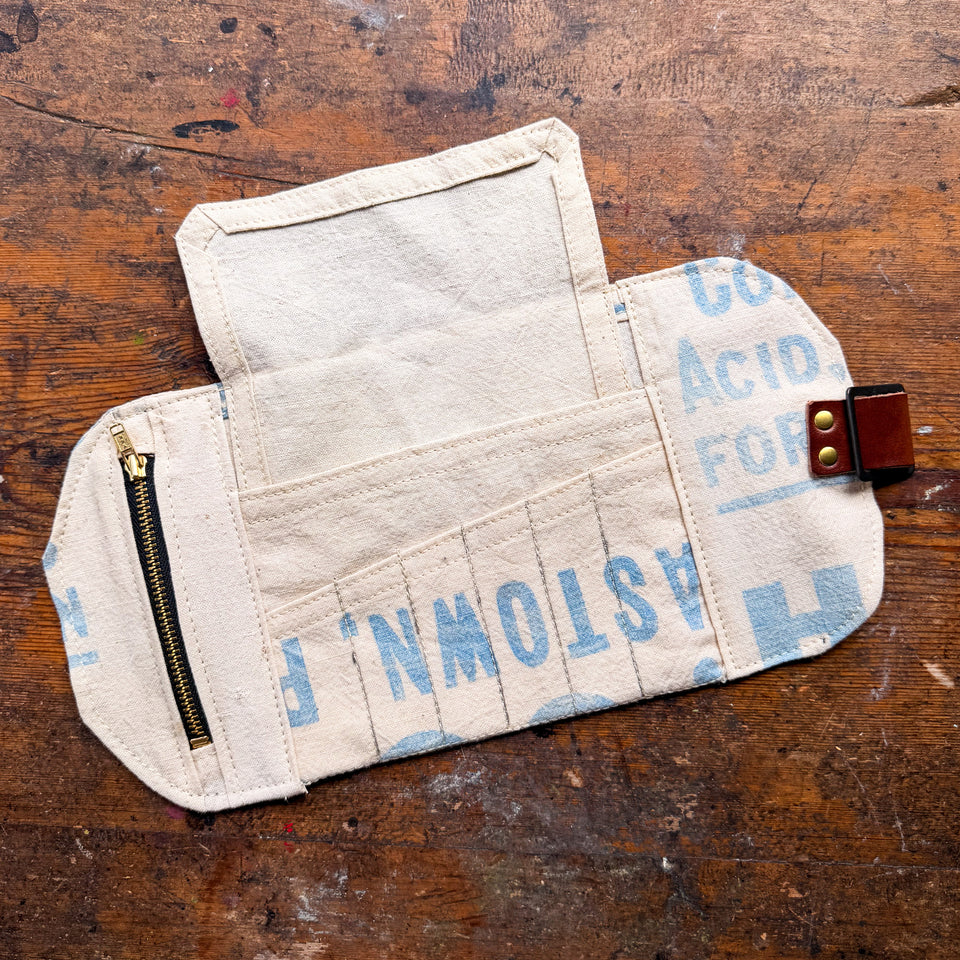 Sendak Nutshell Artist Roll with Vintage Feedsack: Blue Letters