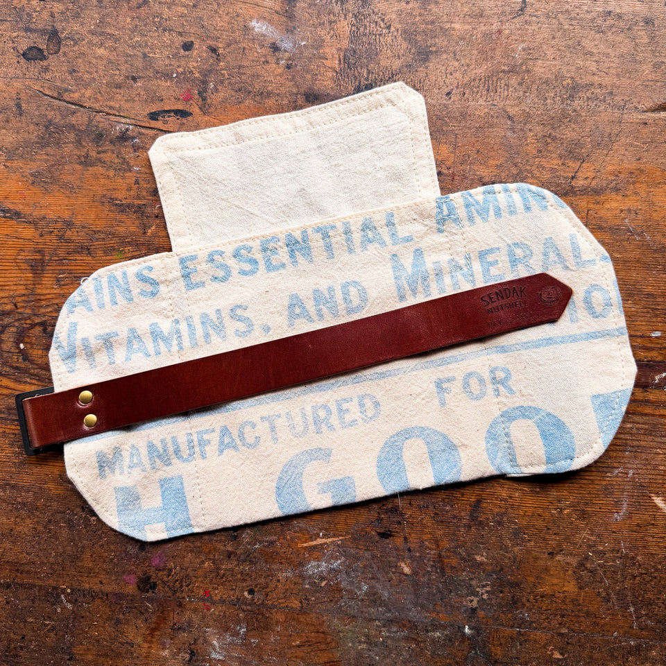 Sendak Nutshell Artist Roll with Vintage Feedsack: Blue Letters