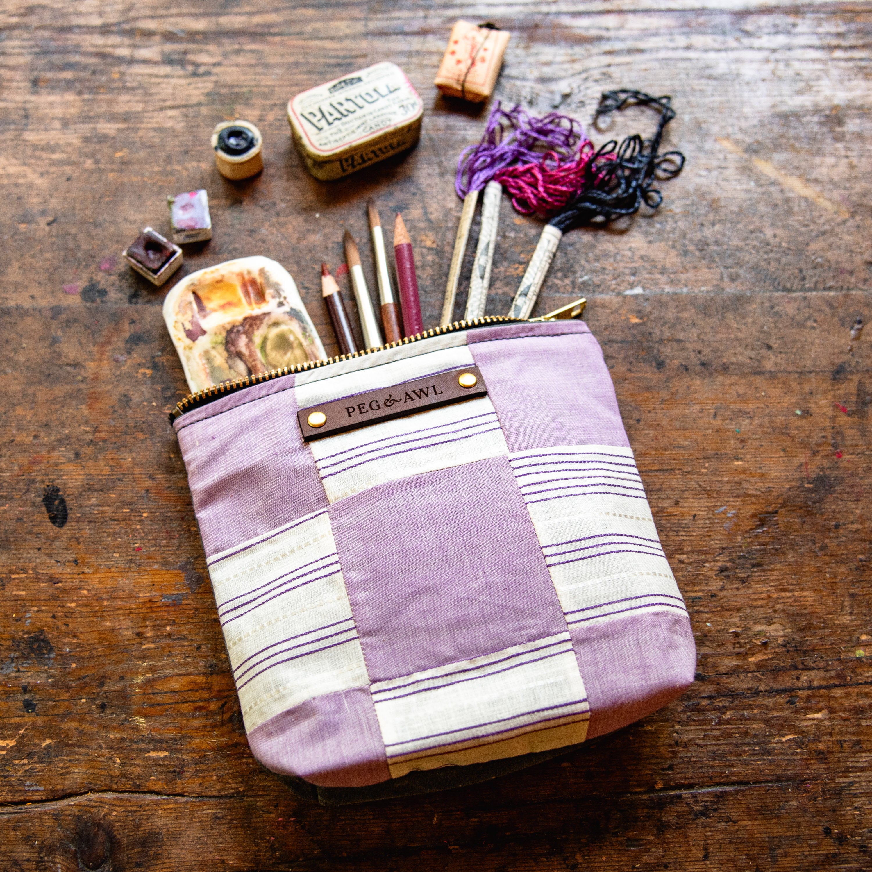 Custom Pouch with Early 1900s Quilt Block: Camila