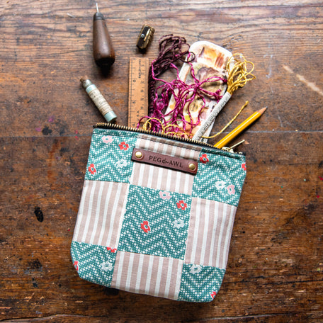 Custom Pouch with Early 1900s Quilt Block: Carol