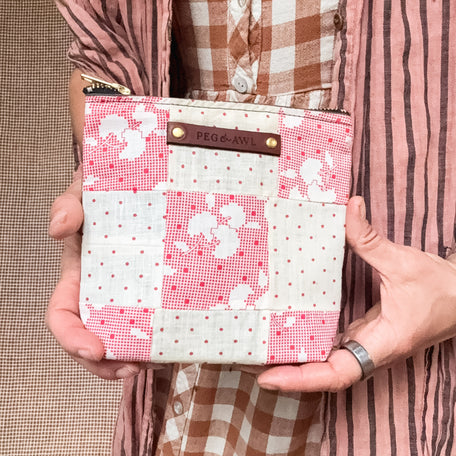 Custom Pouch with Early 1900s Quilt Block: Cherry #1