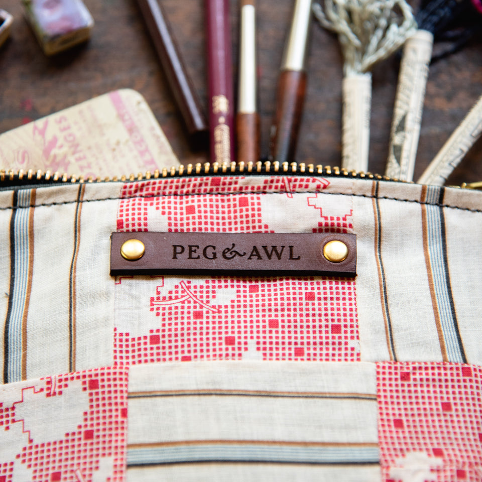 Custom Pouch with Early 1900s Quilt Block: Cherry #2