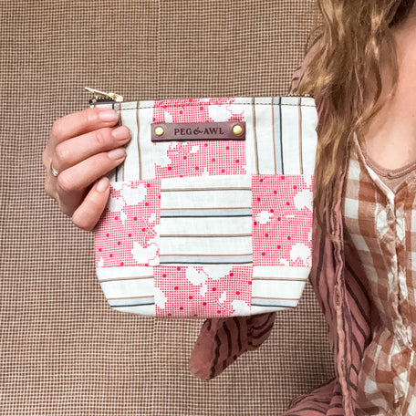 Custom Pouch with Early 1900s Quilt Block: Cherry #2