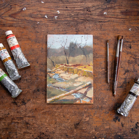 Framed Original Plein Air Painting by Walter Kent: Harmony Hill Ruins