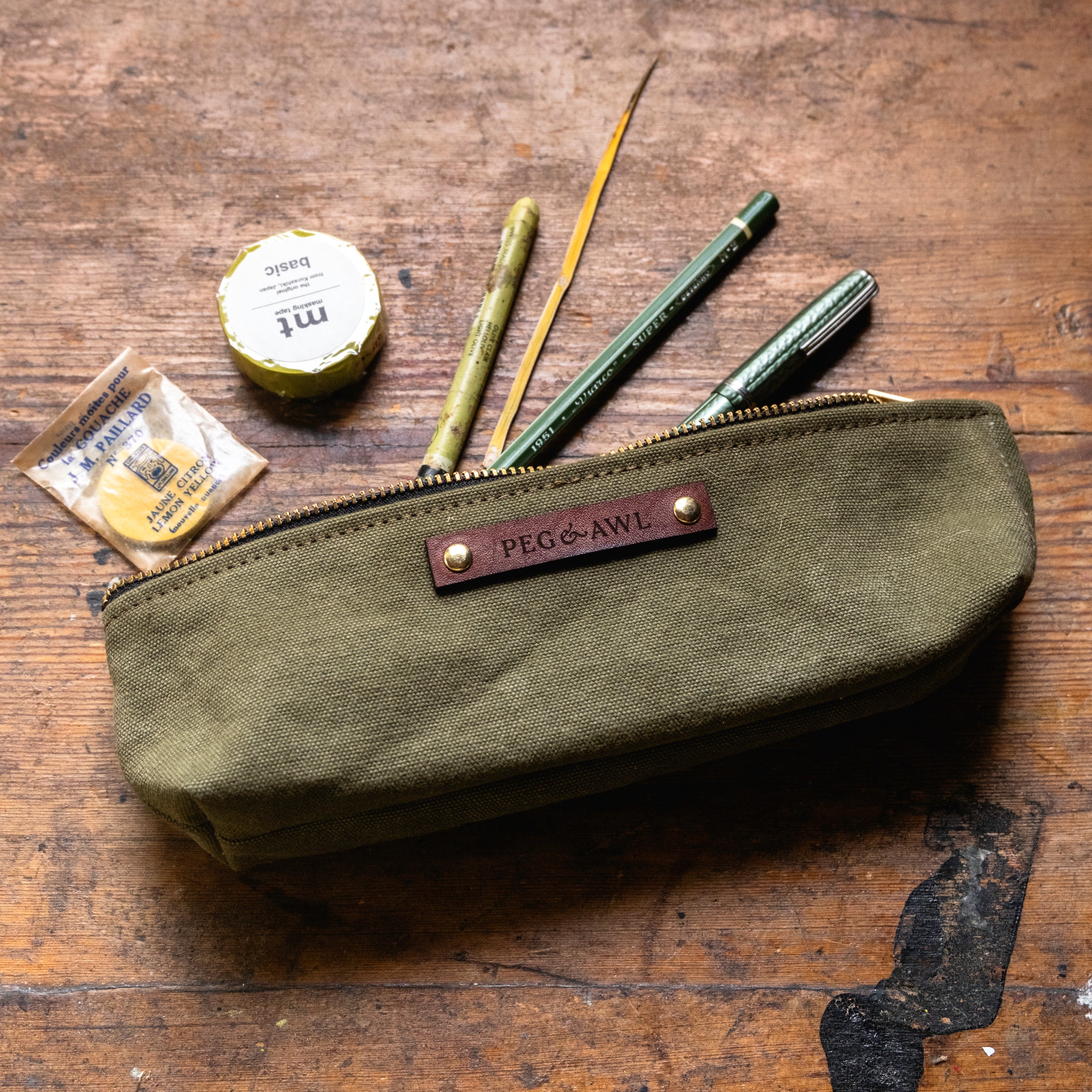 Drafter Pouch with Vintage Military Duffle Bag: Elmer