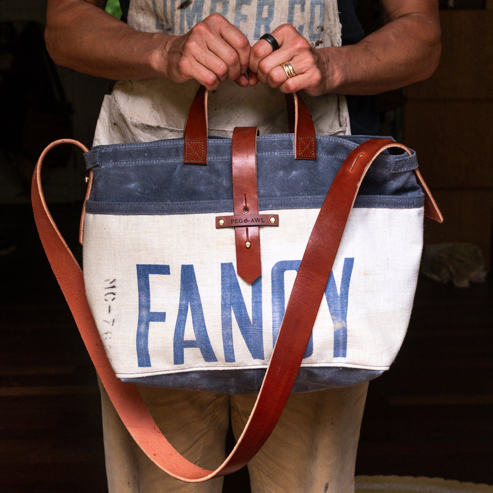Standard Tote with Vintage Grass Seed Bag: Fancy