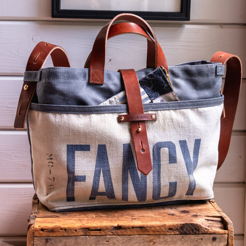 Standard Tote with Vintage Grass Seed Bag: Fancy