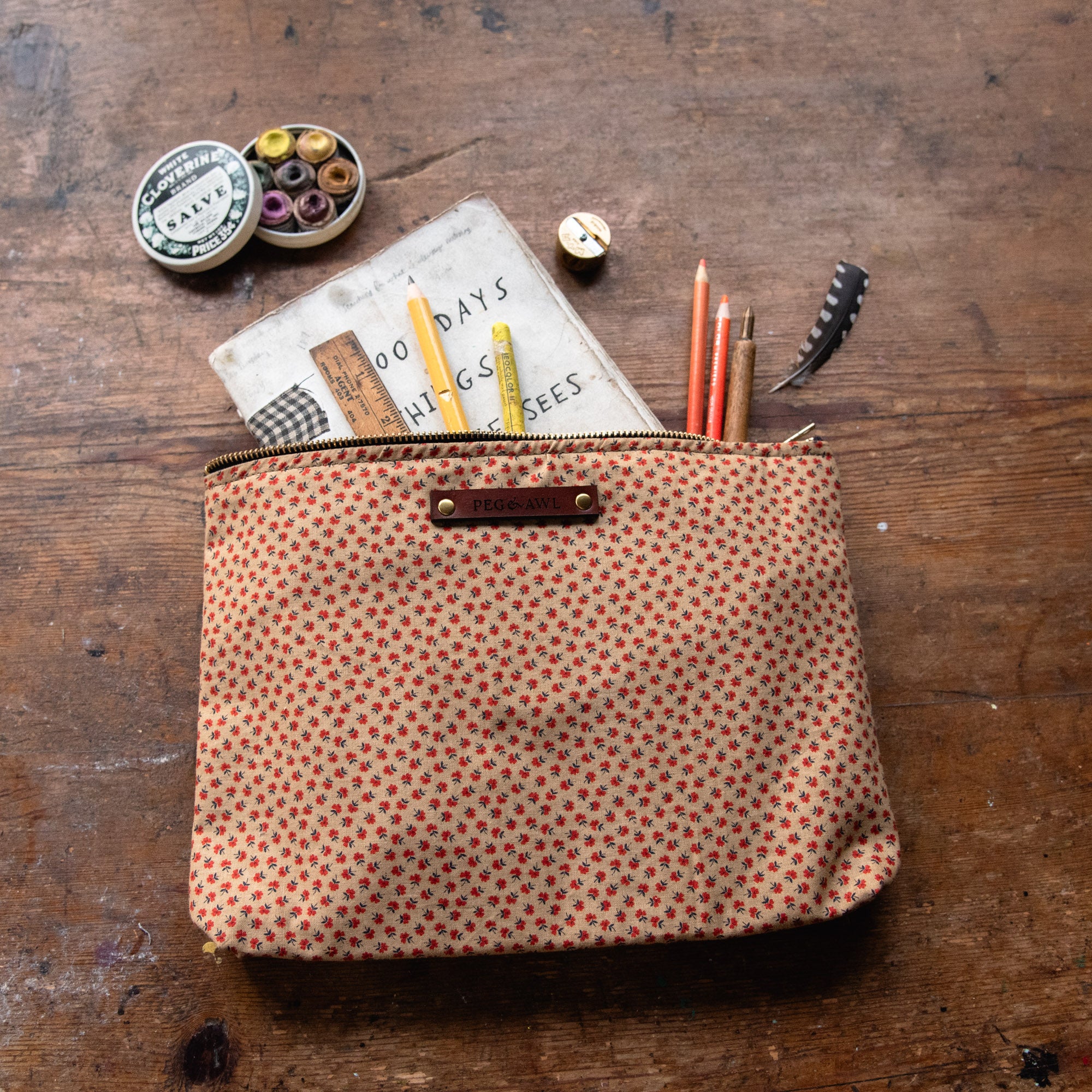 Maker Pouch with Vintage 1970s Cotton: Gwennie