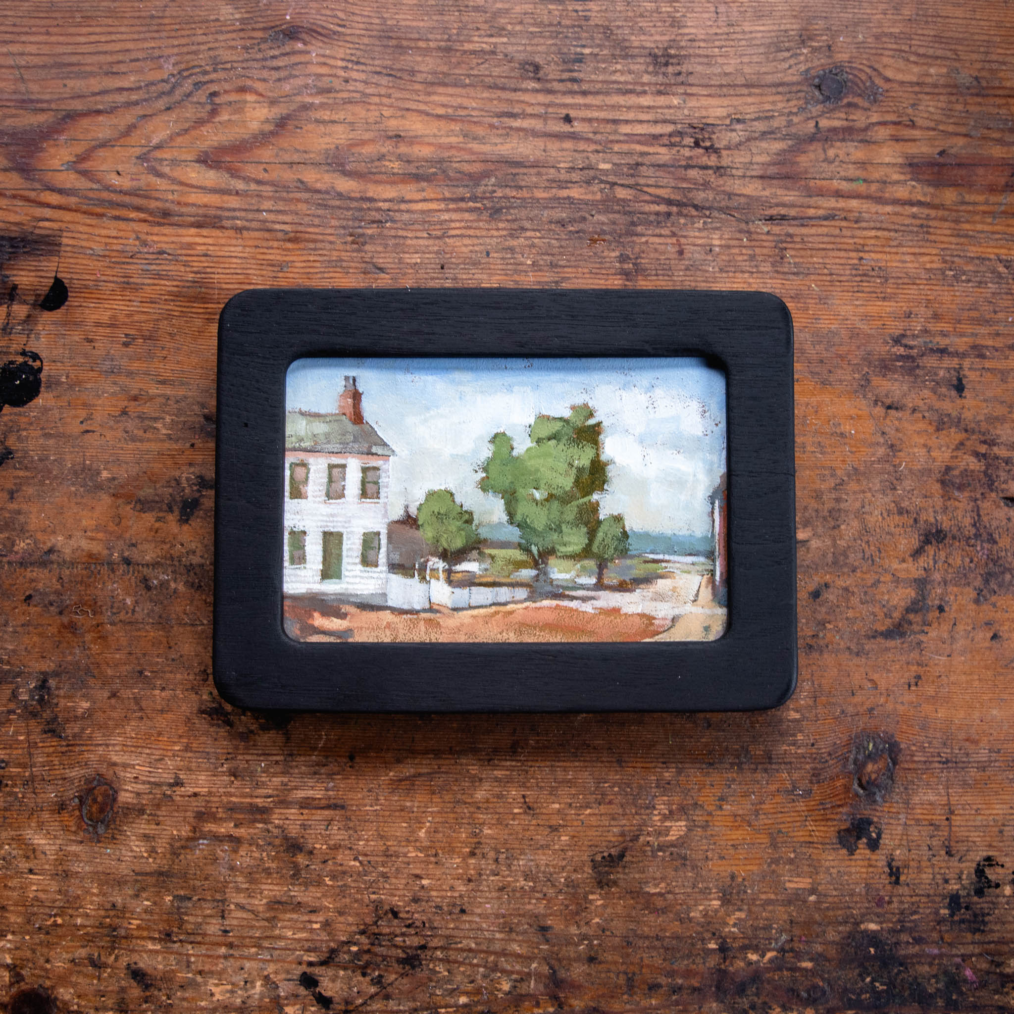 Framed Original Plein Air Painting by Walter Kent: Mark Twain’s Boyhood Home, Hannibal MO