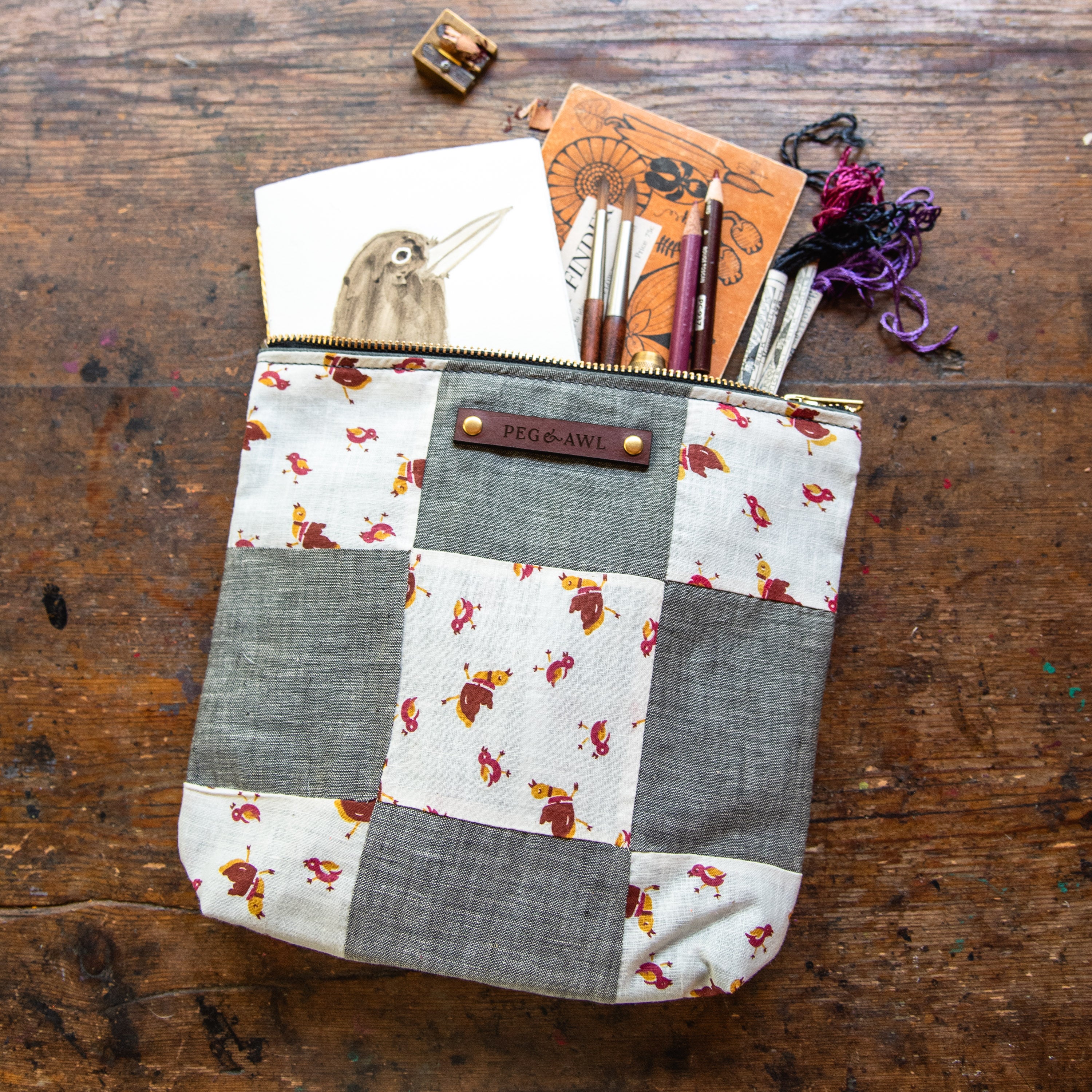 Custom Pouch with Early 1900s Quilt Block: James
