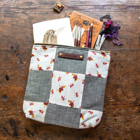 Custom Pouch with Early 1900s Quilt Block: James