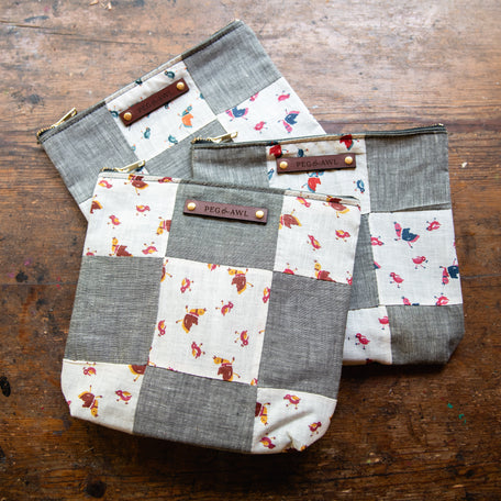 Custom Pouch with Early 1900s Quilt Block: James