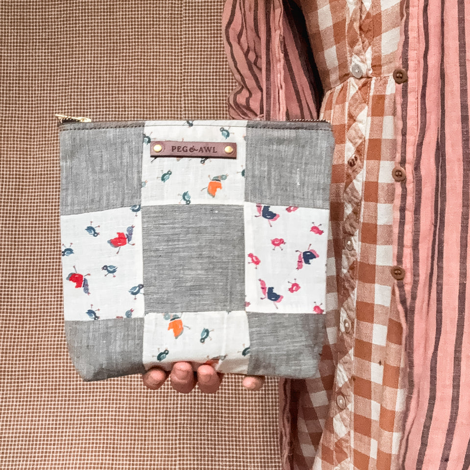 Custom Pouch with Early 1900s Quilt Block: James