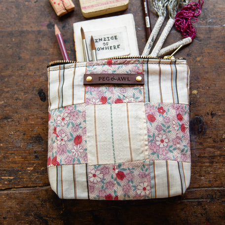 Custom Pouch with Early 1900s Quilt Block: Lenore