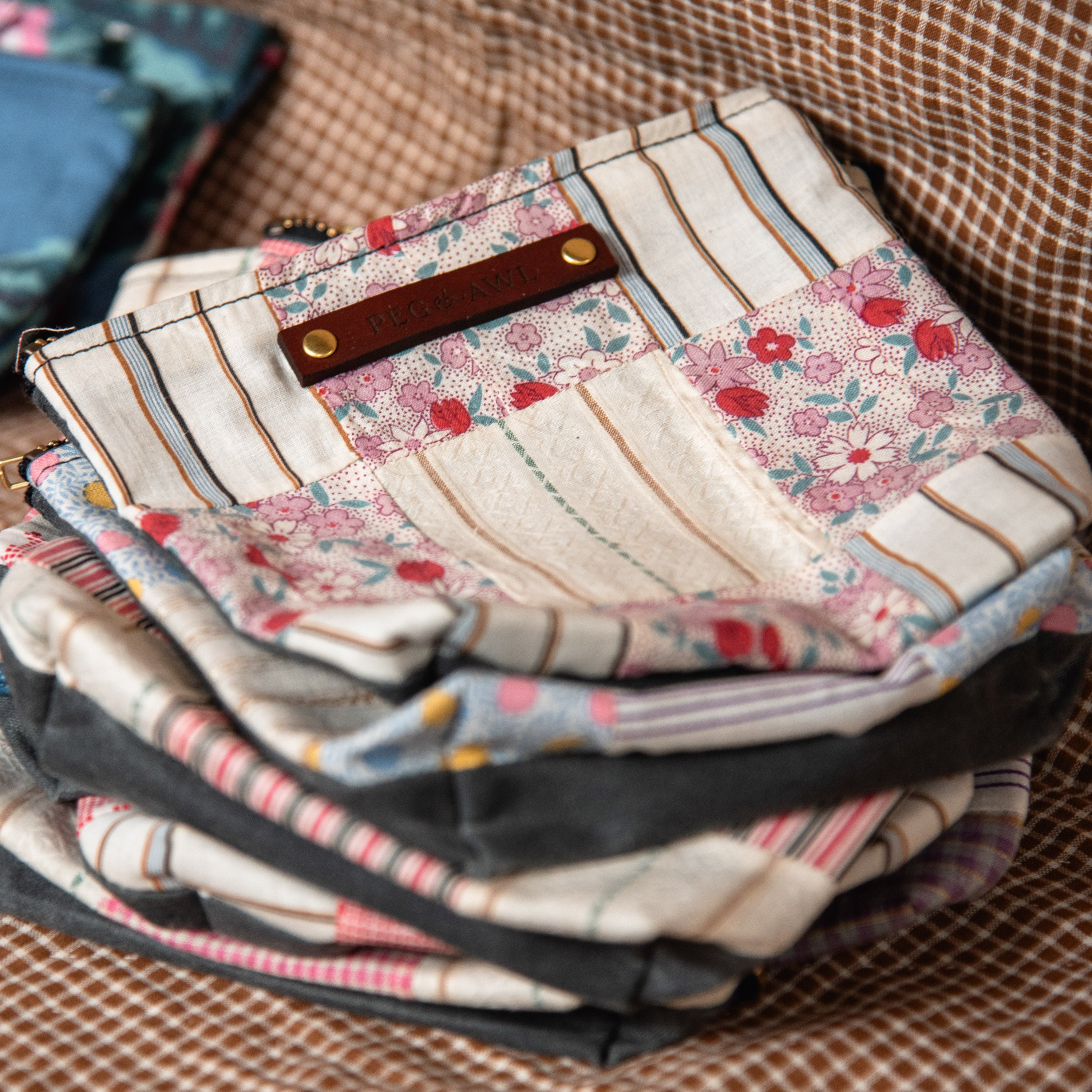 Custom Pouch with Early 1900s Quilt Block: Lenore