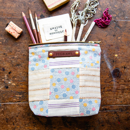 Custom Pouch with Early 1900s Quilt Block: Maria