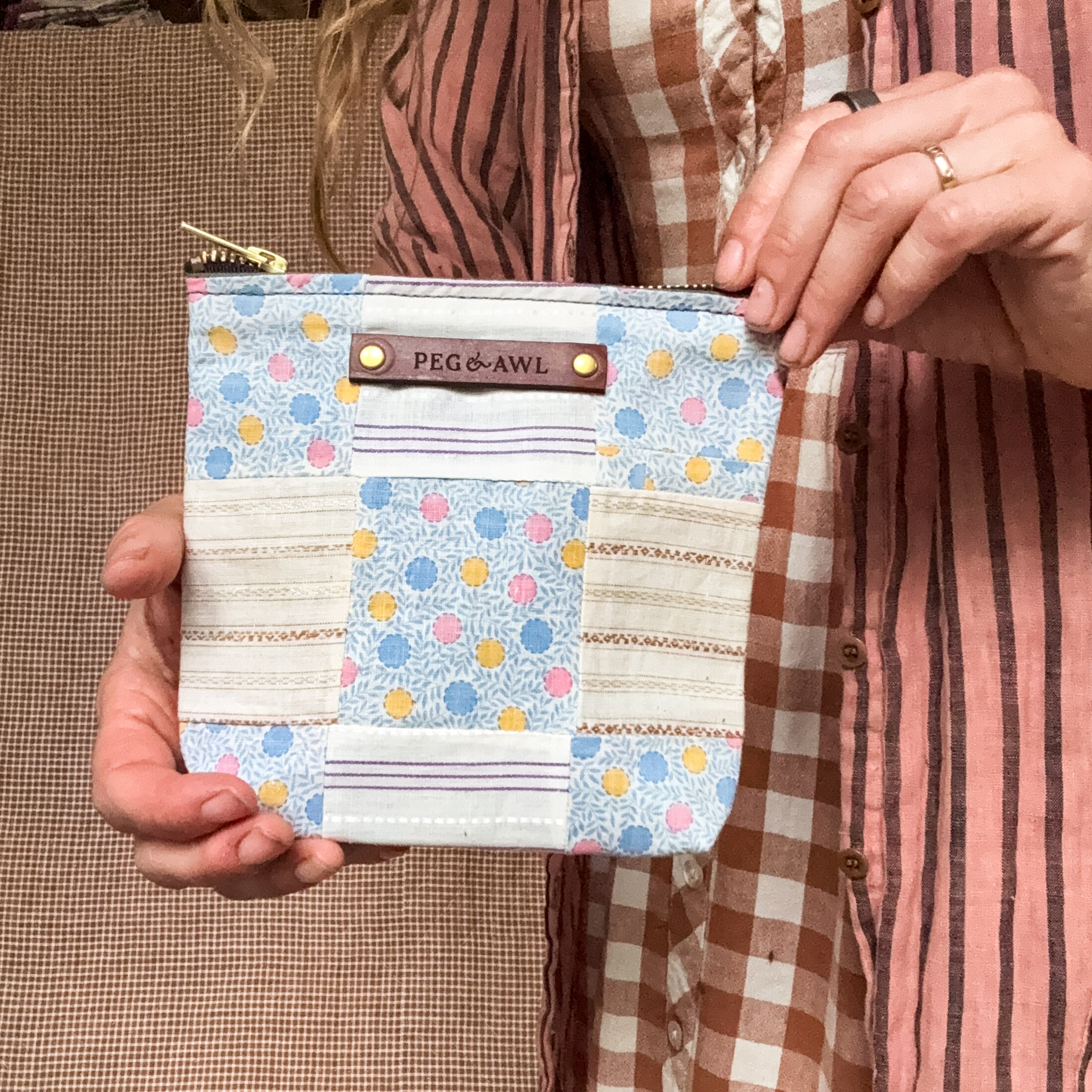 Block Maria Print Custom Pouch with Early 1900s Quilt Block: Maria – Peg and Awl