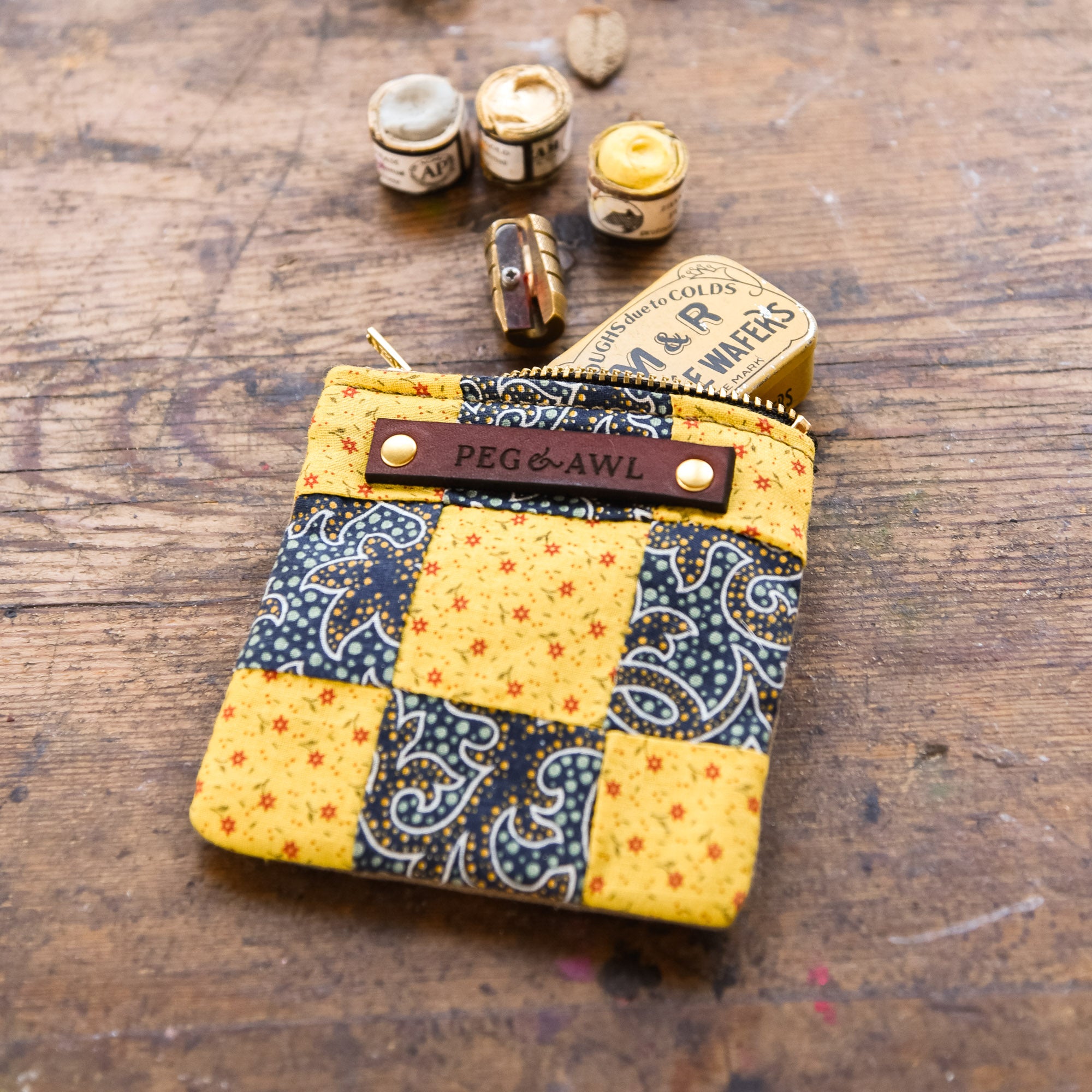 Custom Pouch with Antique Quilt Block: Nivea