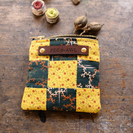 Custom Pouch with Antique Quilt Block: Nava