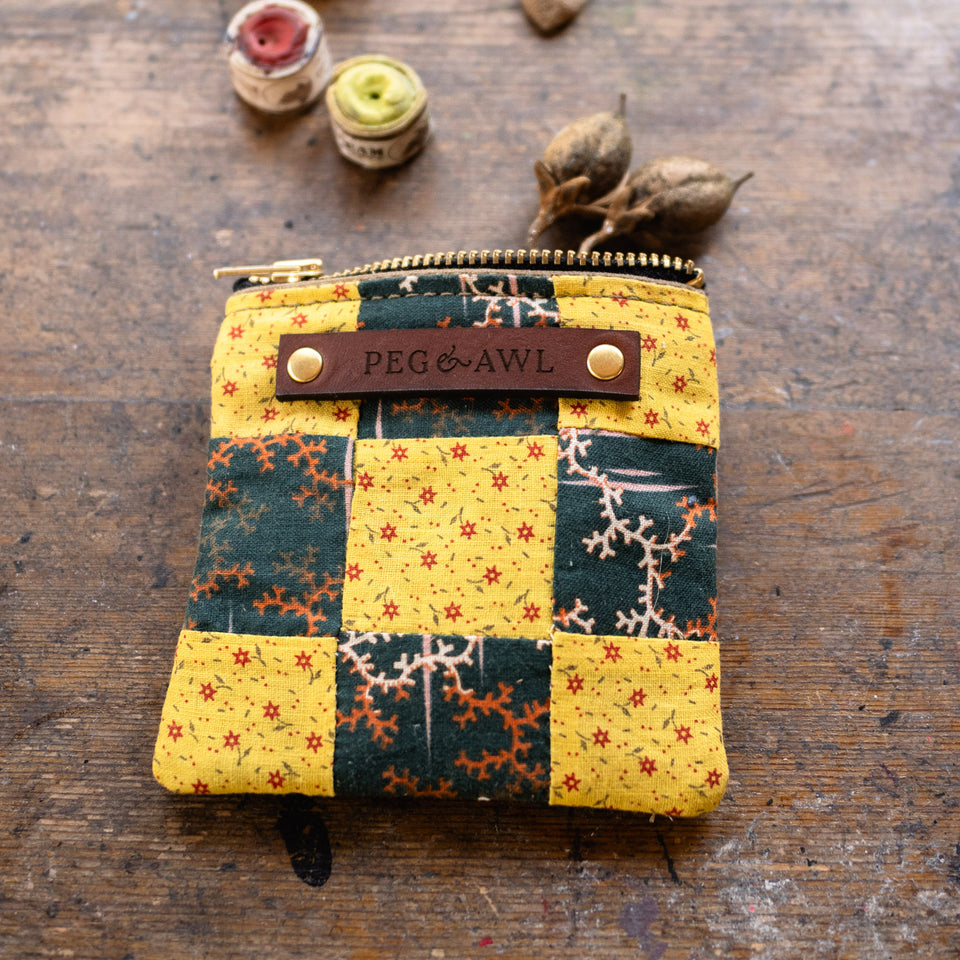 Custom Pouch with Antique Quilt Block: Nava